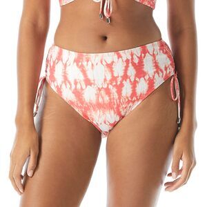 COCO REEF Coast Tie-Dye Inspire Shirred High-Waist Bikini Bottoms Papaya SM